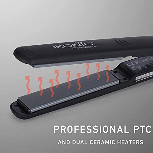 Ikonic Professional Pro Straight Hair Straightener For Women, 1.5 Inch Ceramic Floating Plates, Adjustable Temperature 130°C–230°C, Instant Heat-Up Technology, Frizz-Free Straightening, Smooth & Sleek Hair, Salon Professional Styling, Black