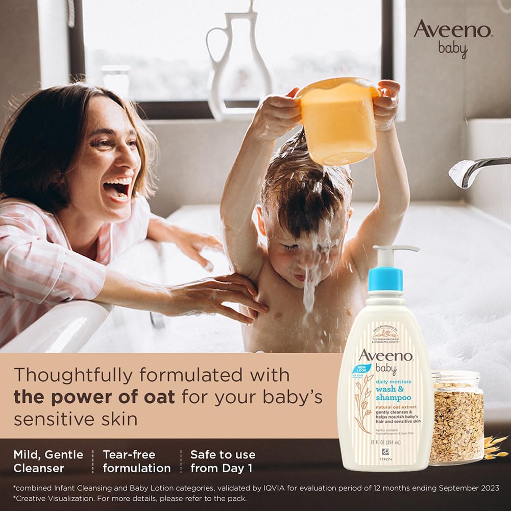 Combo Pack: Aveeno Baby Daily Moisturizing Wash & Shampoo (354ml) + Daily Moisture Lotion (227g) + Soothing Relief Moisture Cream 100g