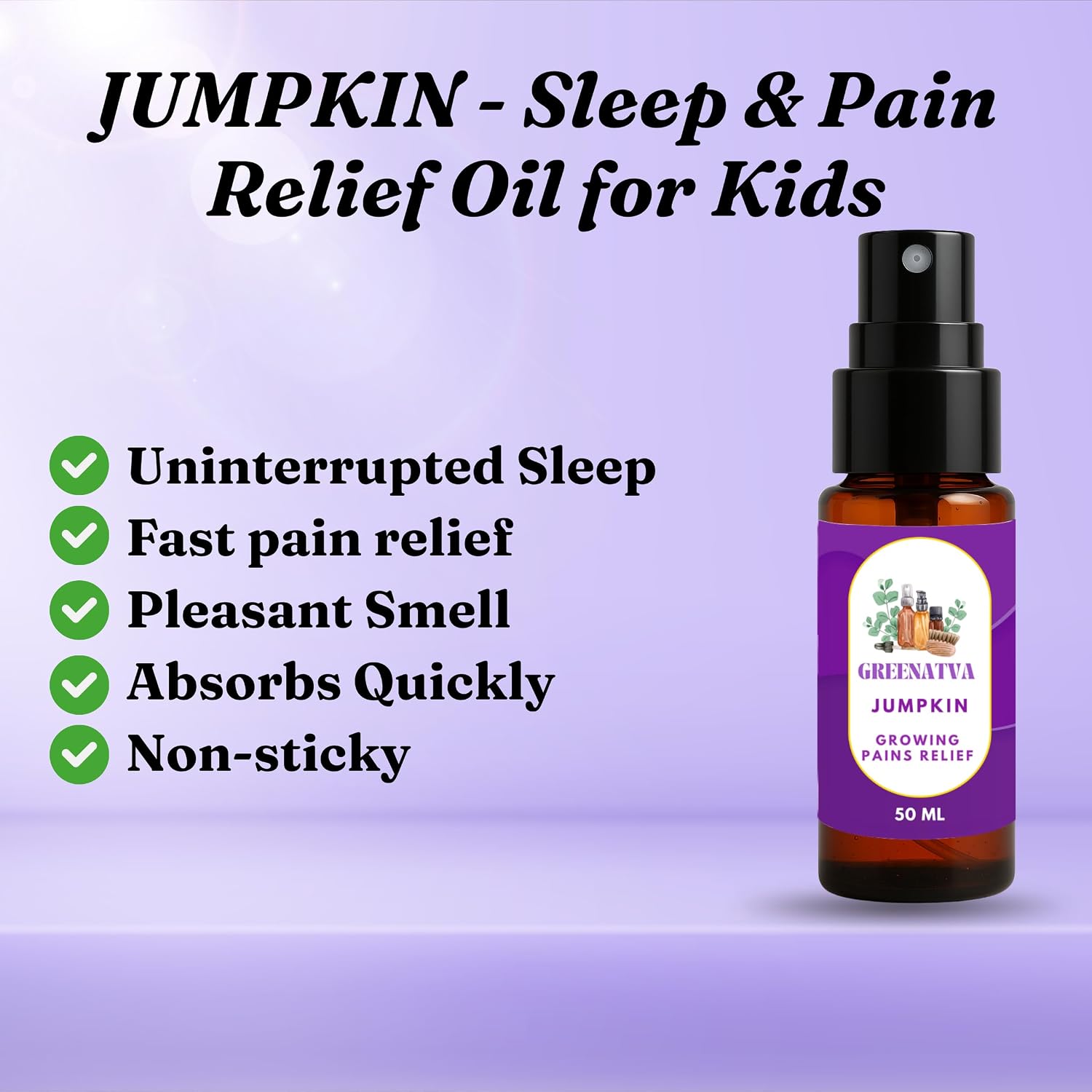 Jumpkin by Greenatva - Massage and Sleep Oil for Kids, Growing Pain Relief for Kids