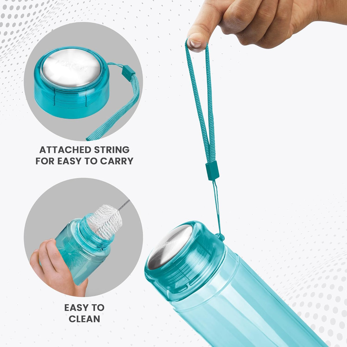 MILTON Hector 1000 Water Bottle, 1 Litre, Reusable Plastic Fridge Bottle, BPA Free and Leak Proof Bottle for Travel, Work, Pack of 1, Blue