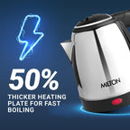 Milton Appliances Go Electric Kettle 1.8 Litre I 3X Protection - Dry Boil, Auto Shut Off, Overheat I 1350 Watt I Super Fast Boiling I Stainless Steel I 360° Power Base I 1 Year Warranty