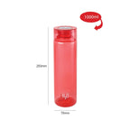 CELLO H2O Round Unbreakable Plastic Water Bottle Premium Edition | Lid is sealed by a silicone ring | Leak proof & break-proof | 1 Liter | Pink
