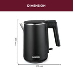 Borosil 1 L 1200W Stainless Steel Cooltouch Electric Kettle | Boil Water for Tea/Coffee/Soup/Noodles | Water Heater Jug | Auto Cut-off, Dry Boil Protection | Multipurpose Kettle | 1 Year Warranty