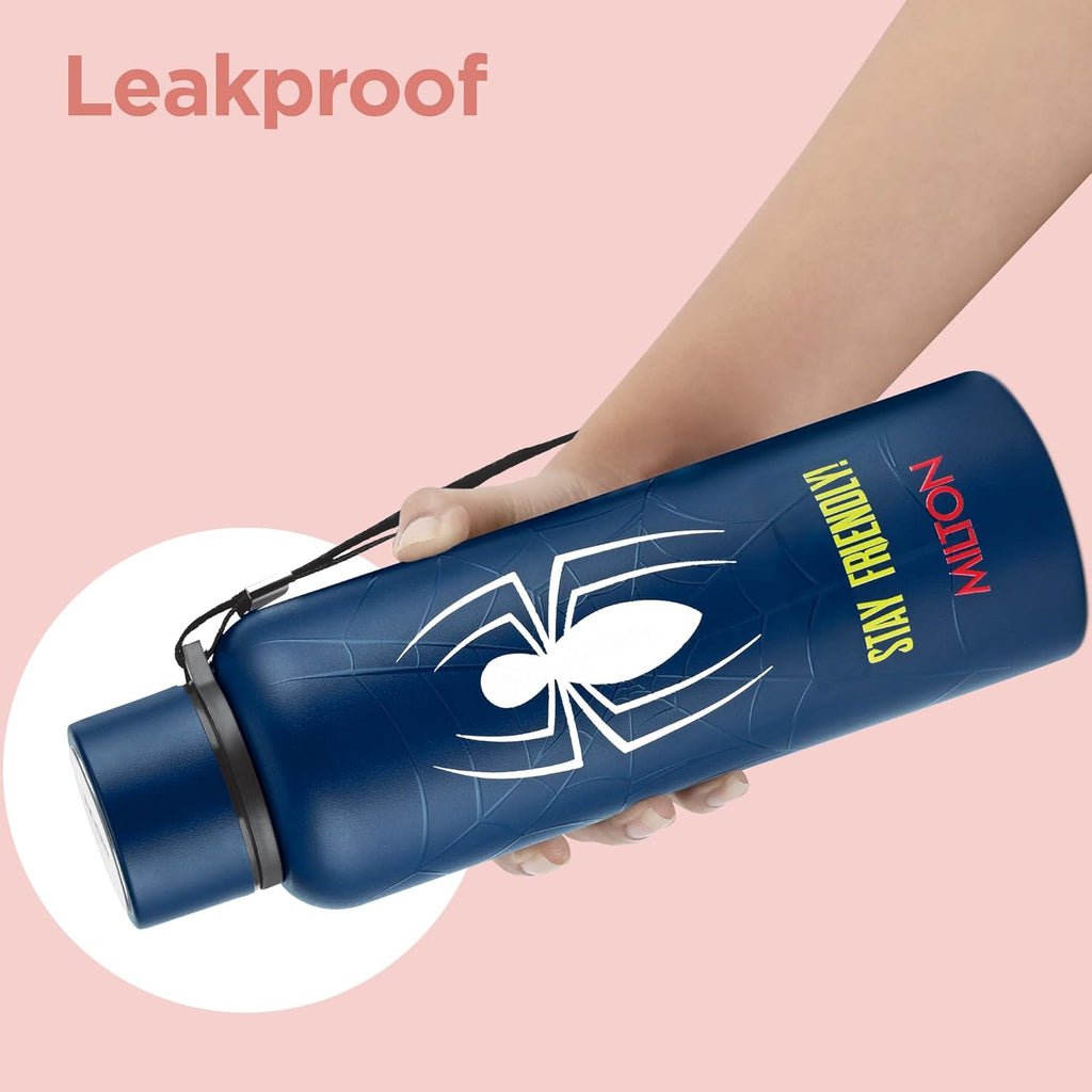 Milton Artedge 1000 Thermosteel ISI Certified Water Bottle, 1000 ml Stainless Steel, 24 Hr Hot and Cold I Leak Proof, Vacuum Insulation, for Office, School, Gym, Dark Blue Spider MAN