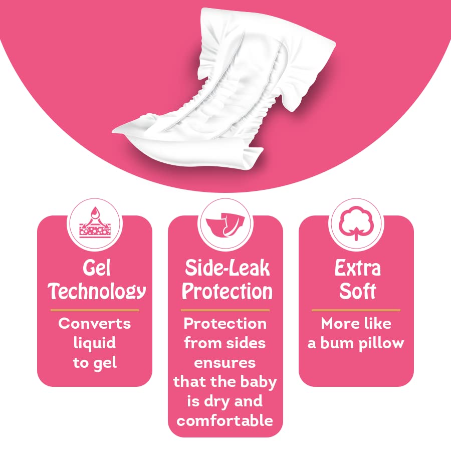 TEDDYY Baby Nappy Pads 60 Pads - Free Size, Side - Leak Protection, Soft Gel