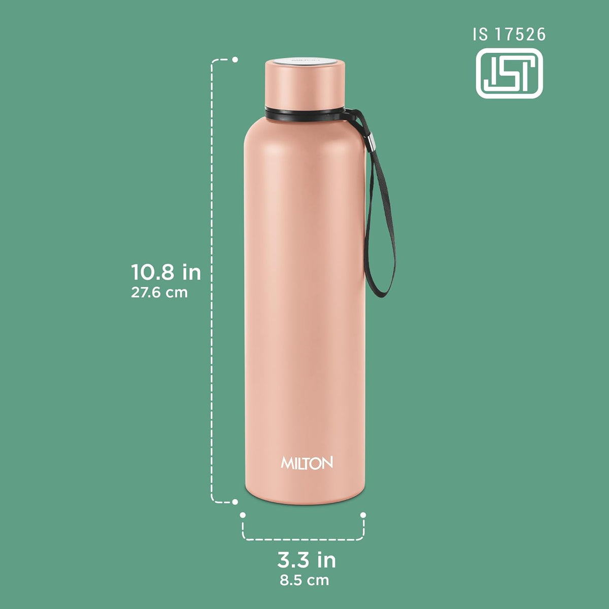 Milton Aura 1000 Thermosteel Water Bottle, 24 Hr Hot and Cold I Leak Proof Lid, ISI Certified I Vacuum Insulated I for Office, Gym, School I Beige