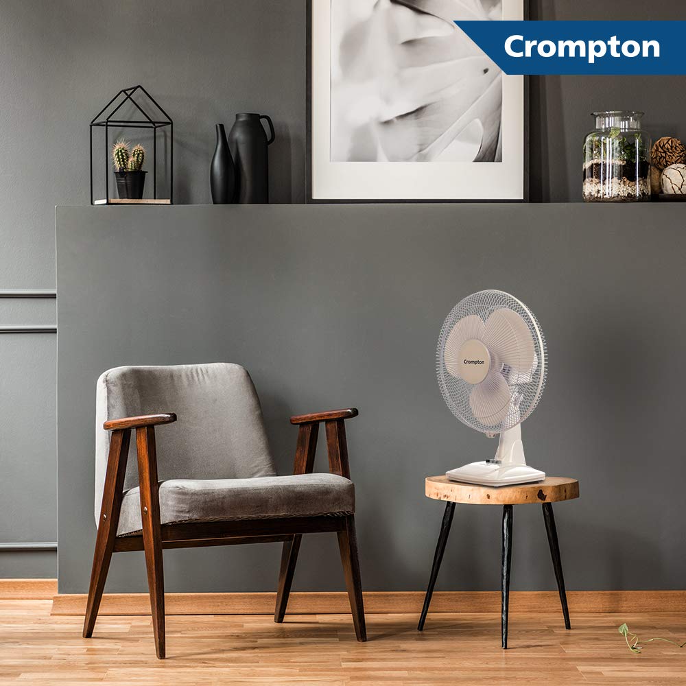 Crompton Hiflo Neo 16-Inch Table Fan 400mm (kd White) | High speed | smooth oscillations | Thermal overload protection for long lasting motor