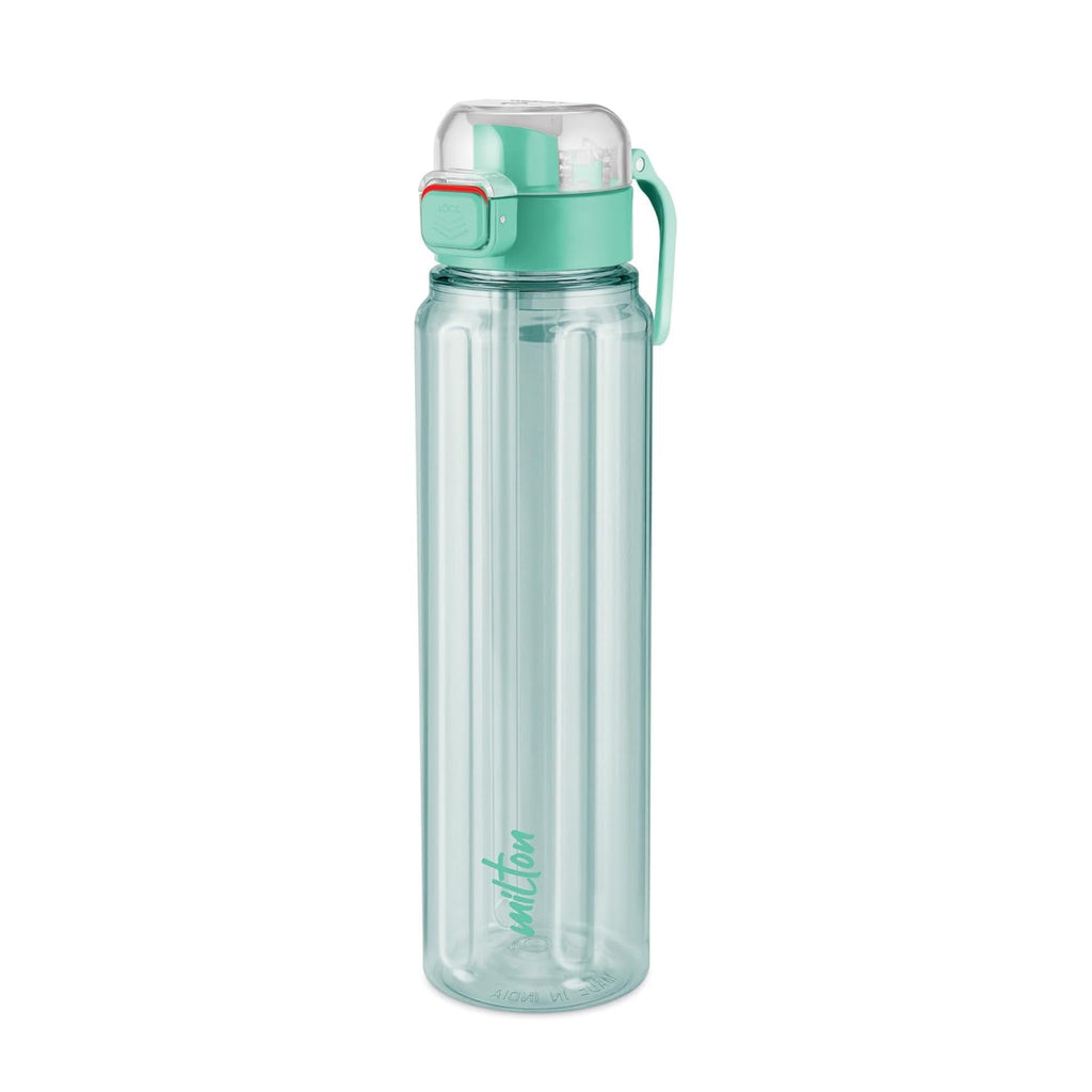 MILTON Aston 700 BPA & BPS-Free Water Bottle 700 ml| Food-Grade Plastic | One-Click Open | Leak-Proof | Sip & Gulp Lid I Ideal for Office, School, College, Gym, Turquoise Blue