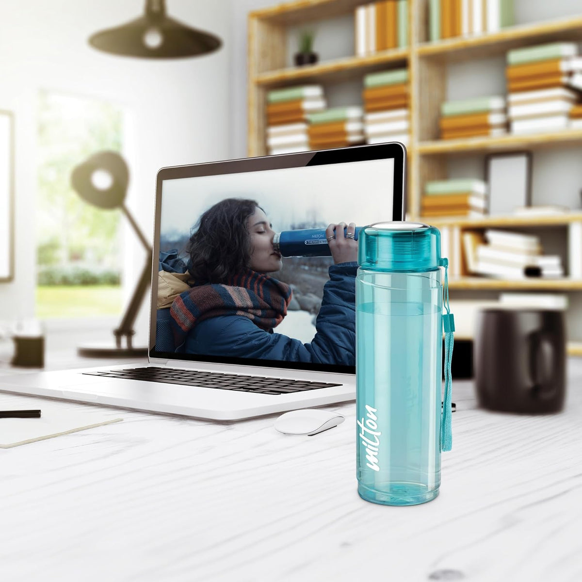 MILTON Hector 1000 Water Bottle, 1 Litre, Reusable Plastic Fridge Bottle, BPA Free and Leak Proof Bottle for Travel, Work, Pack of 1, Blue