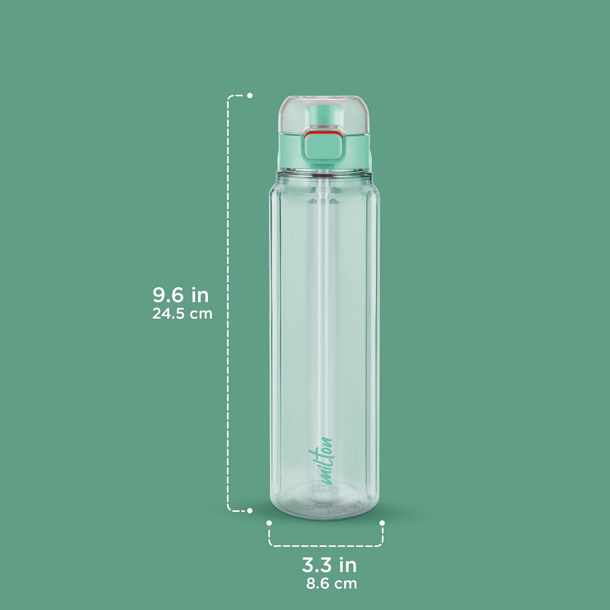 MILTON Aston 700 BPA & BPS-Free Water Bottle 700 ml| Food-Grade Plastic | One-Click Open | Leak-Proof | Sip & Gulp Lid I Ideal for Office, School, College, Gym, Turquoise Blue