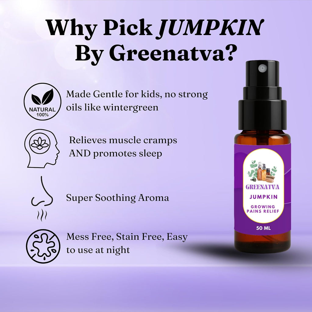 Jumpkin by Greenatva - Massage and Sleep Oil for Kids, Growing Pain Relief for Kids