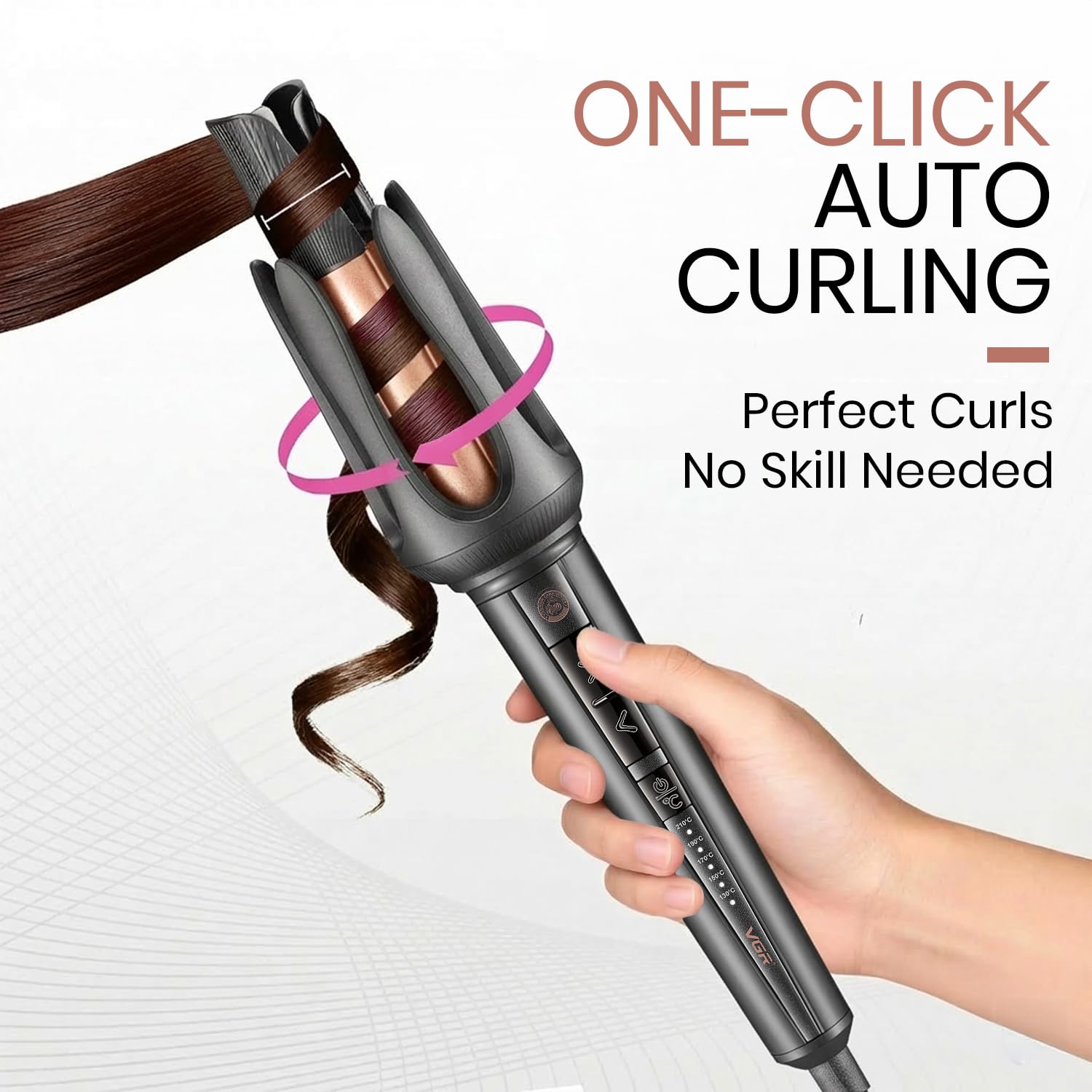 VGR Automatic Hair Curler for Women | Smart 2-Way Rotating Curling Iron | 32mm Ceramic Barrel