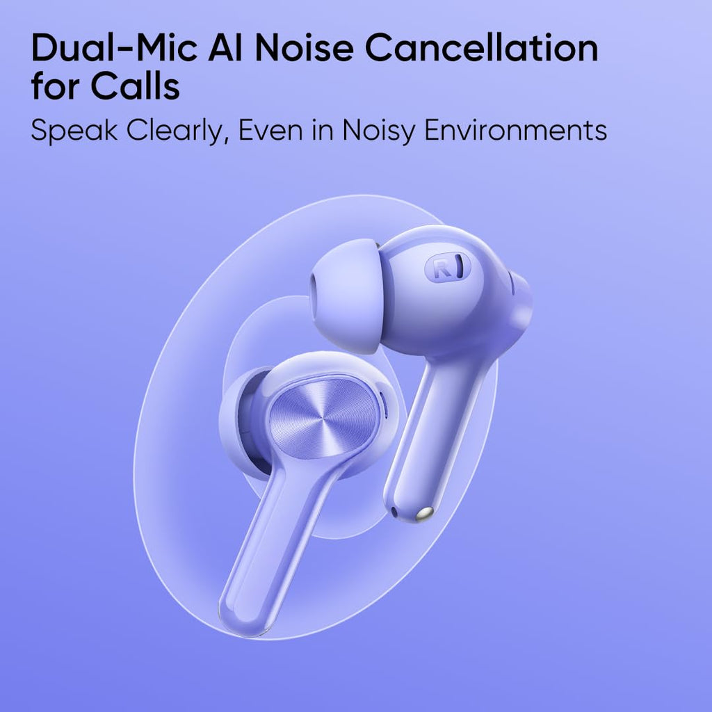 realme Buds T200 Lite Bluetooth in Ear Earbuds,4 Mic, AI ENC for Calls,48 Hours Total Playback with Fast Charging and Ultra Low Latency Gaming TWS,Google Fast Pair,with mic (Aurora Purple)