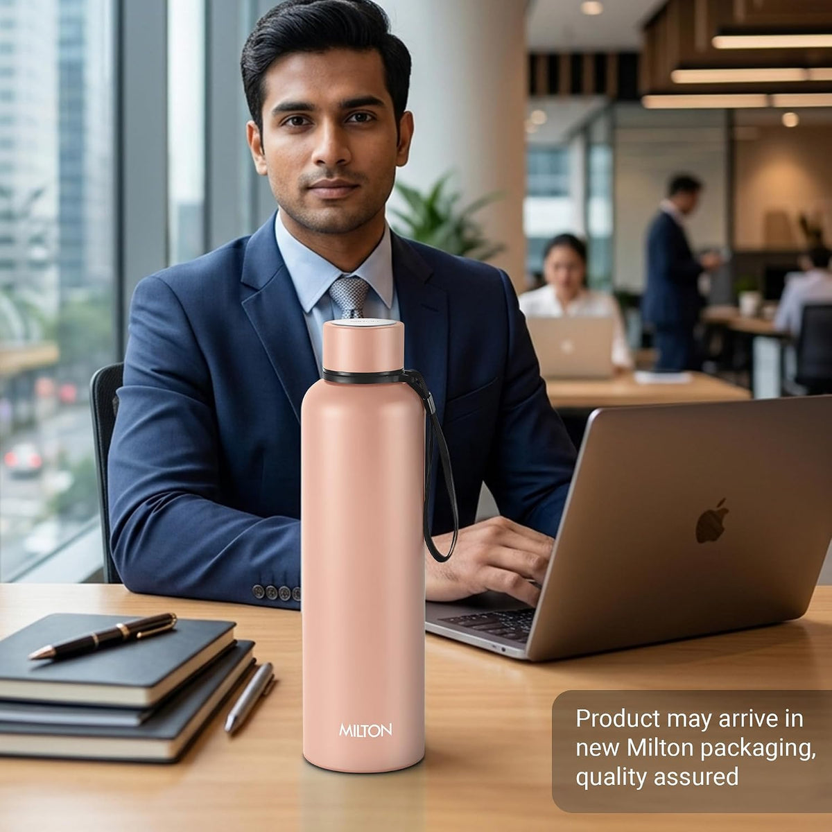 Milton Aura 1000 Thermosteel Water Bottle, 24 Hr Hot and Cold I Leak Proof Lid, ISI Certified I Vacuum Insulated I for Office, Gym, School I Beige