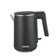 Borosil 1 L 1200W Stainless Steel Cooltouch Electric Kettle | Boil Water for Tea/Coffee/Soup/Noodles | Water Heater Jug | Auto Cut-off, Dry Boil Protection | Multipurpose Kettle | 1 Year Warranty