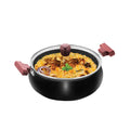 Hawkins Futura 5 Litre Cook n Serve Handi, Hard Anodised Biryani Handi with Glass Lid, Saucepan, Sauce Pan, Black (ACH50G)