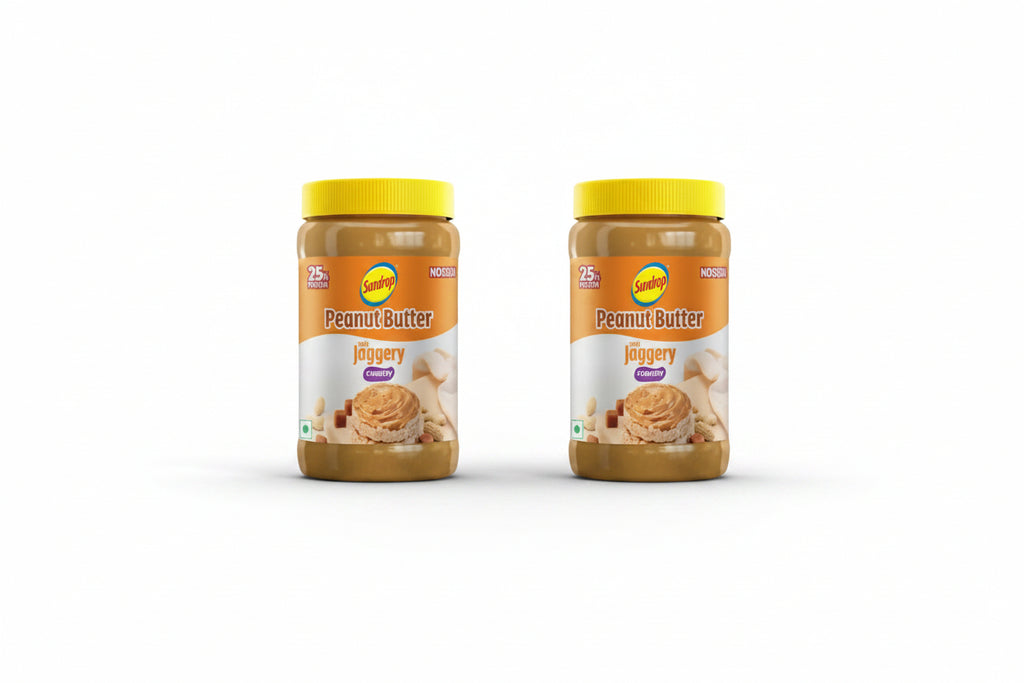 Sundrop Peanut Butter with Jaggery | Crunchy | 900 grams (Pack of 2)