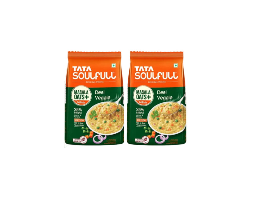 Tata Soulfull Masala Oats+ With Millets, Desi Veggie, 500g (Pack of 2)