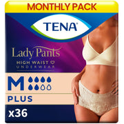 TENA Lady High Waist Adult Diaper Pants for Moderate to Heavy Bladder Weakness | 36 Pcs | Medium (M) Size | Incontinence Panties,Underwear for Women | Waist Size 30-42 inch | 75-105 cms