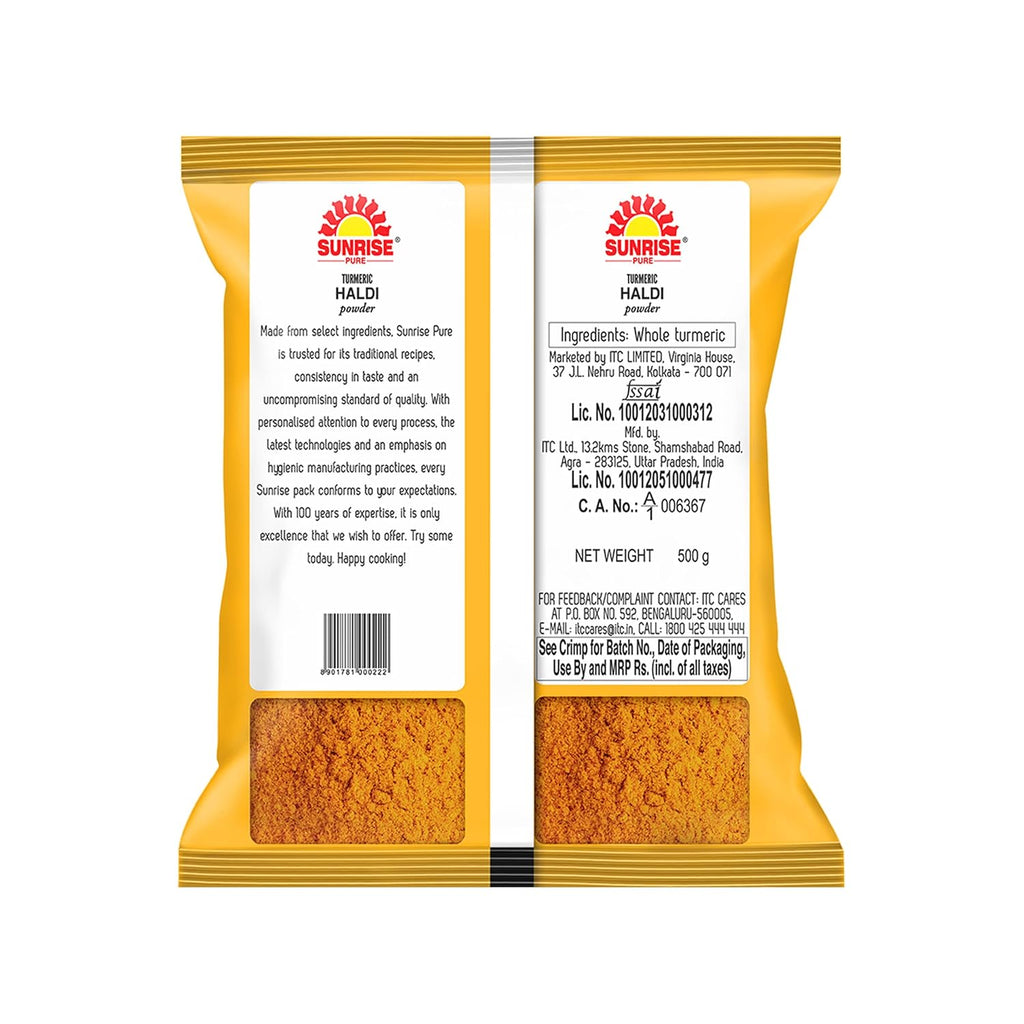 Sunrise Pure Turmeric Spice Powder Pouch, 500 Gram