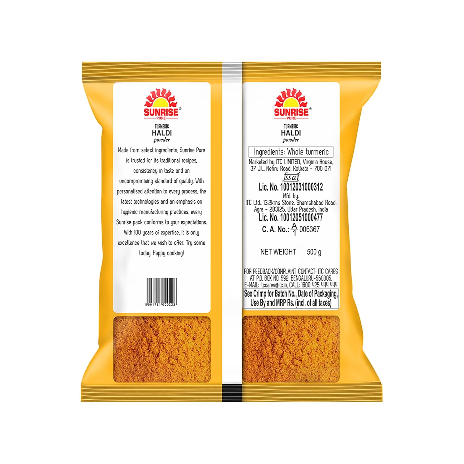 Sunrise Pure Turmeric Spice Powder Pouch, 500 Gram