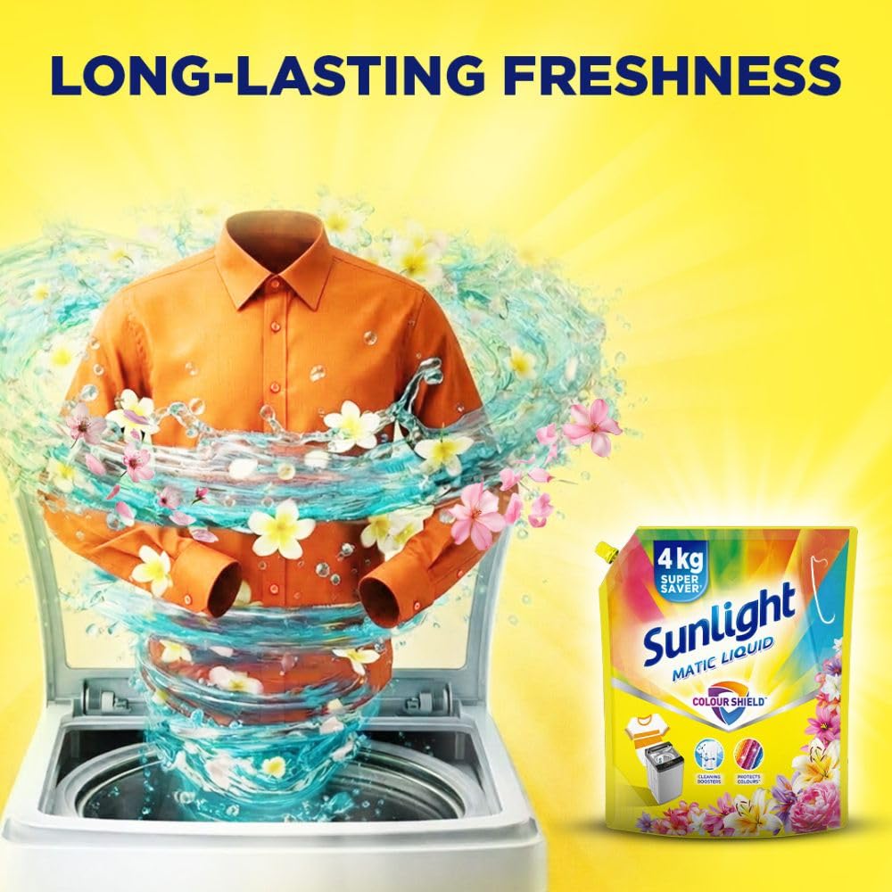 SUNLIGHT Matic Liquid Detergent with Colour Shield for Bright & Colorful Clothes