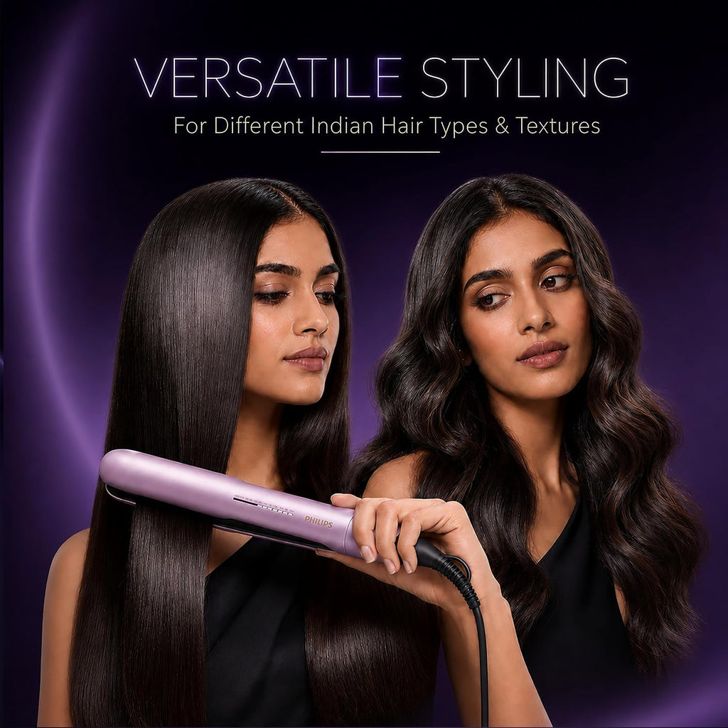 Philips India's No.1 Hair Styling Brand - One Stroke Hair Straightener | 50% Faster Straightening | 3 days salon-like hair | 12 Temperature Settings (120–230°C) Designed for Indian Hair | BHS530