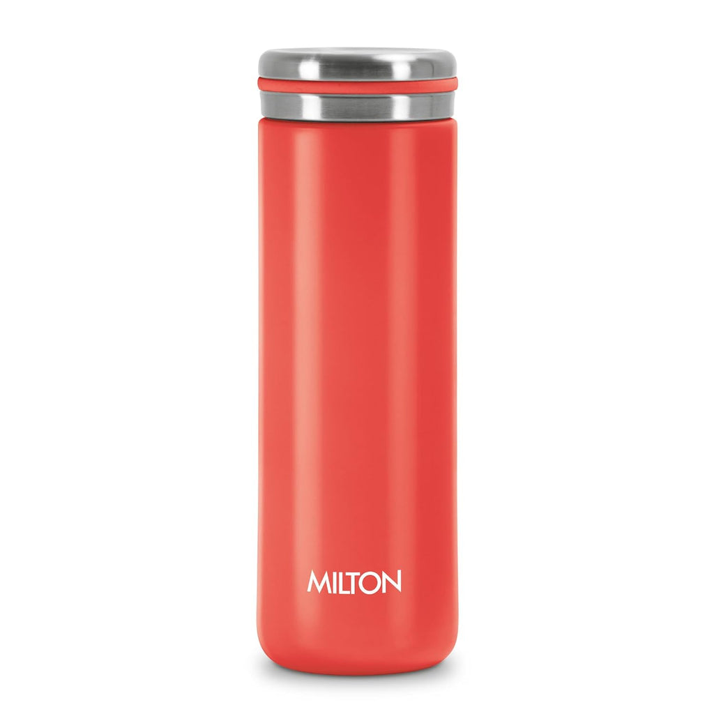 Milton Shiny 300 Thermosteel Water Bottle 280 ml, Long Hours Hot and Cold I Leak Proof Lid, ISI Certified I Vacuum Insulated I for Office, Gym, School I Red