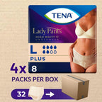 TENA Lady High Waist Adult Diaper Pants for Moderate to Heavy Bladder Weakness | 32 Pcs | Large (L) Size | Incontinence Panties,Underwear for Women | Waist Size 38-52 inch | 95-130cms