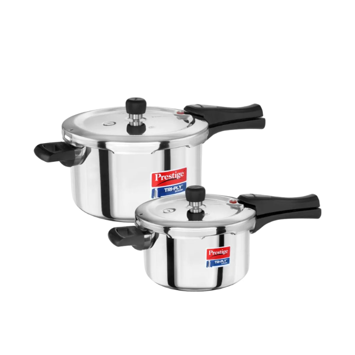 Prestige 5L+3L Triply Svachh Outer Lid Pressure Cooker Combi with 2 Lids|Gas & Induction Compatible|Deep lid for spillage control|Triply body for even heat distribution|5 Years Warranty|ISI Certified