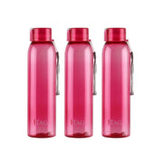 CELLO My Tag PET Water Bottle | 100% food grade | Leak proof and Break proof | Set of 3-1000ml | Pink