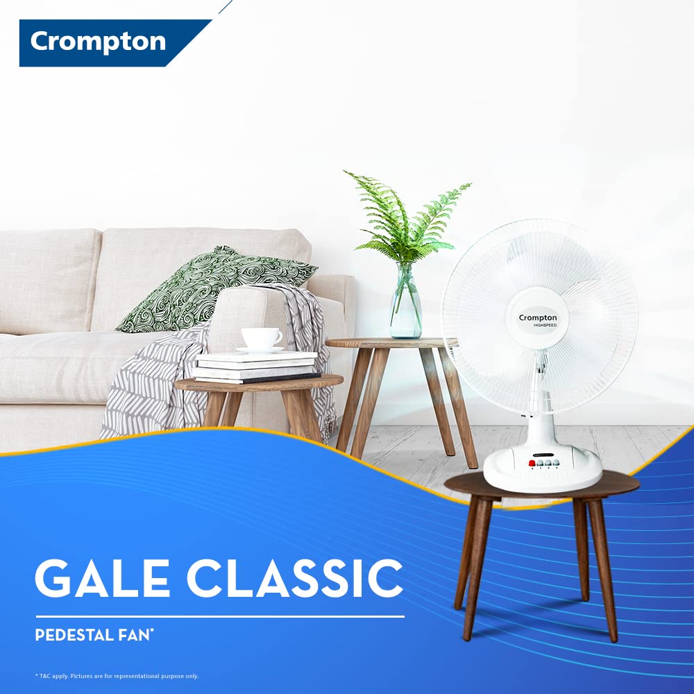 Crompton HISPEED Gale Classic 400 mm Table Fan | Superior Air Delivery | Smooth Oscillation | Easy neck tilt mechanism |2 Year Warranty | KD White