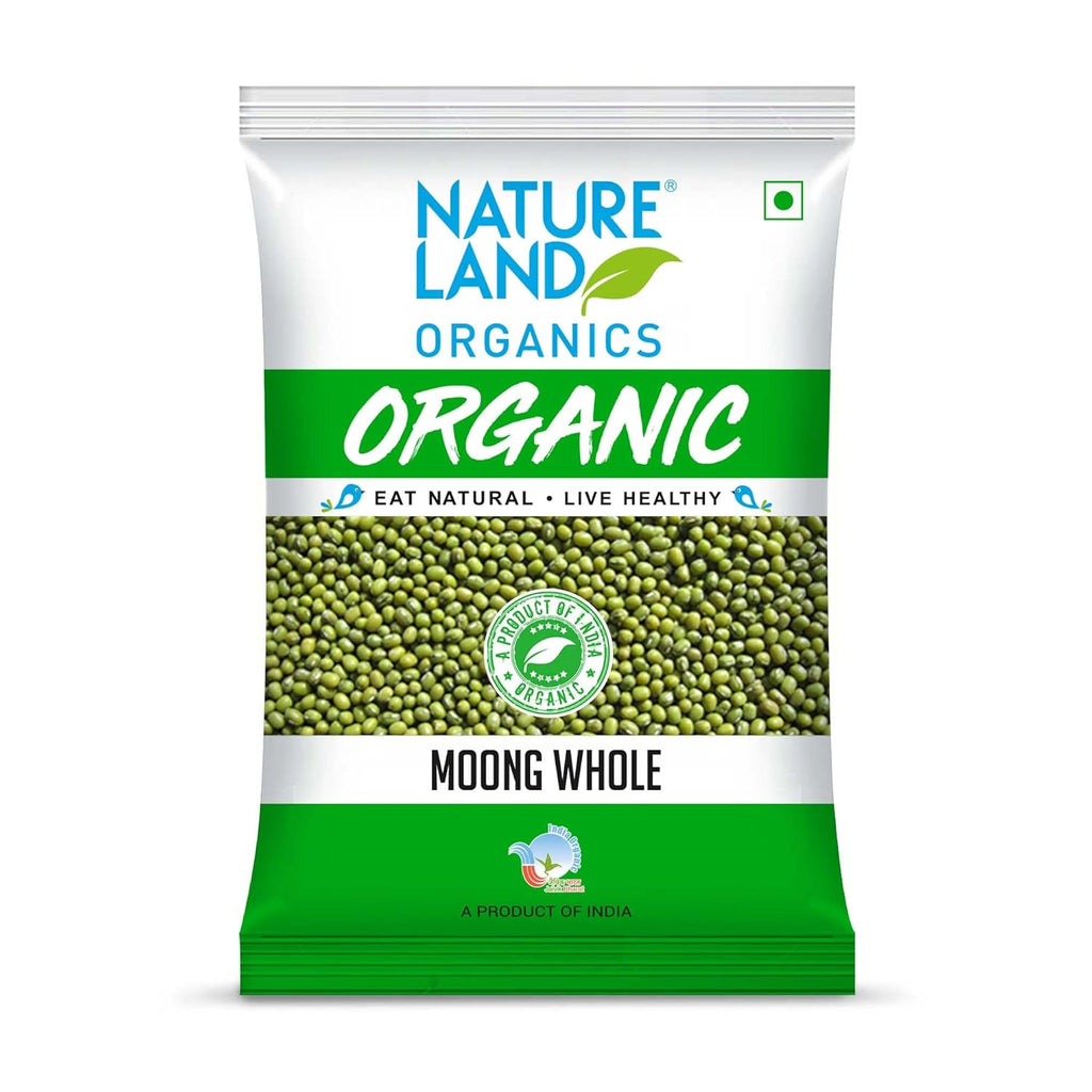 Natureland Organics Moong Sabut/Whole Daal 1 Kg - Organic Healthy Pulses