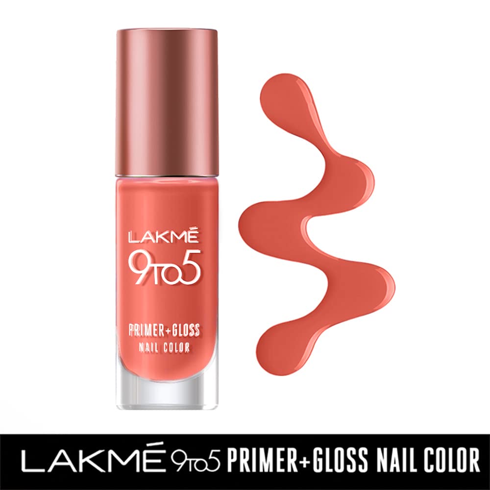 LAKMÉ 9 To 5 Primer + Glossy Finish Nail Colour|| Mauvemacaroon|| 6Ml
