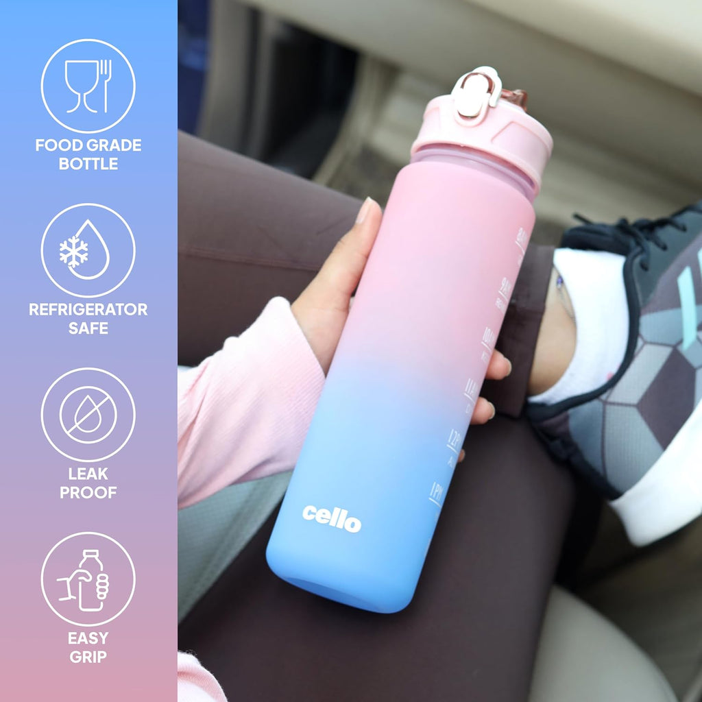 CELLO All Day Set of 3 Pieces Water Bottles Daily Use, Pink (310ml, 790ml, 2085ml) | BPA Free Leakproof Lightweight Easy to Carry Different Sizes Water Bottle For School, Workout, Gym & Office