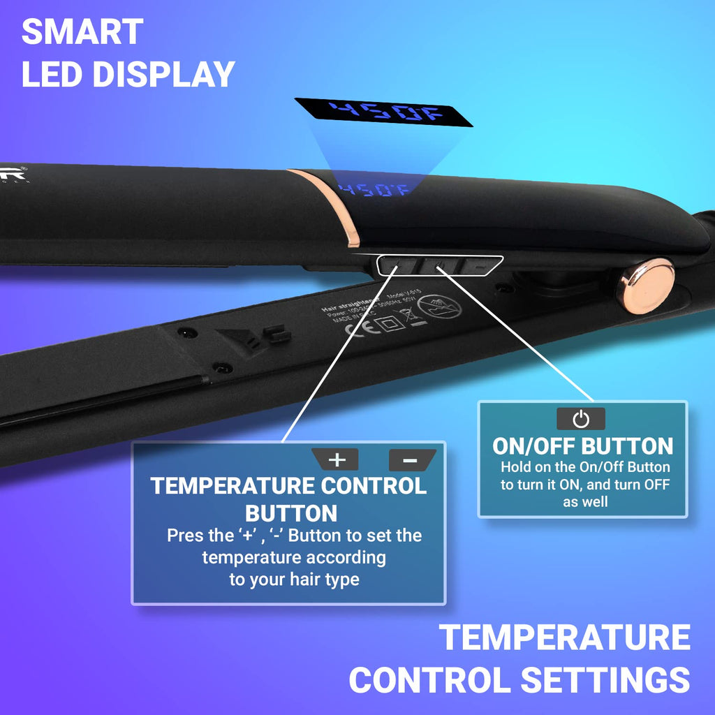 VGR V-515 Professional Hair Straightener with 7 Temperature settings & Uniform Heat Technology (Black)