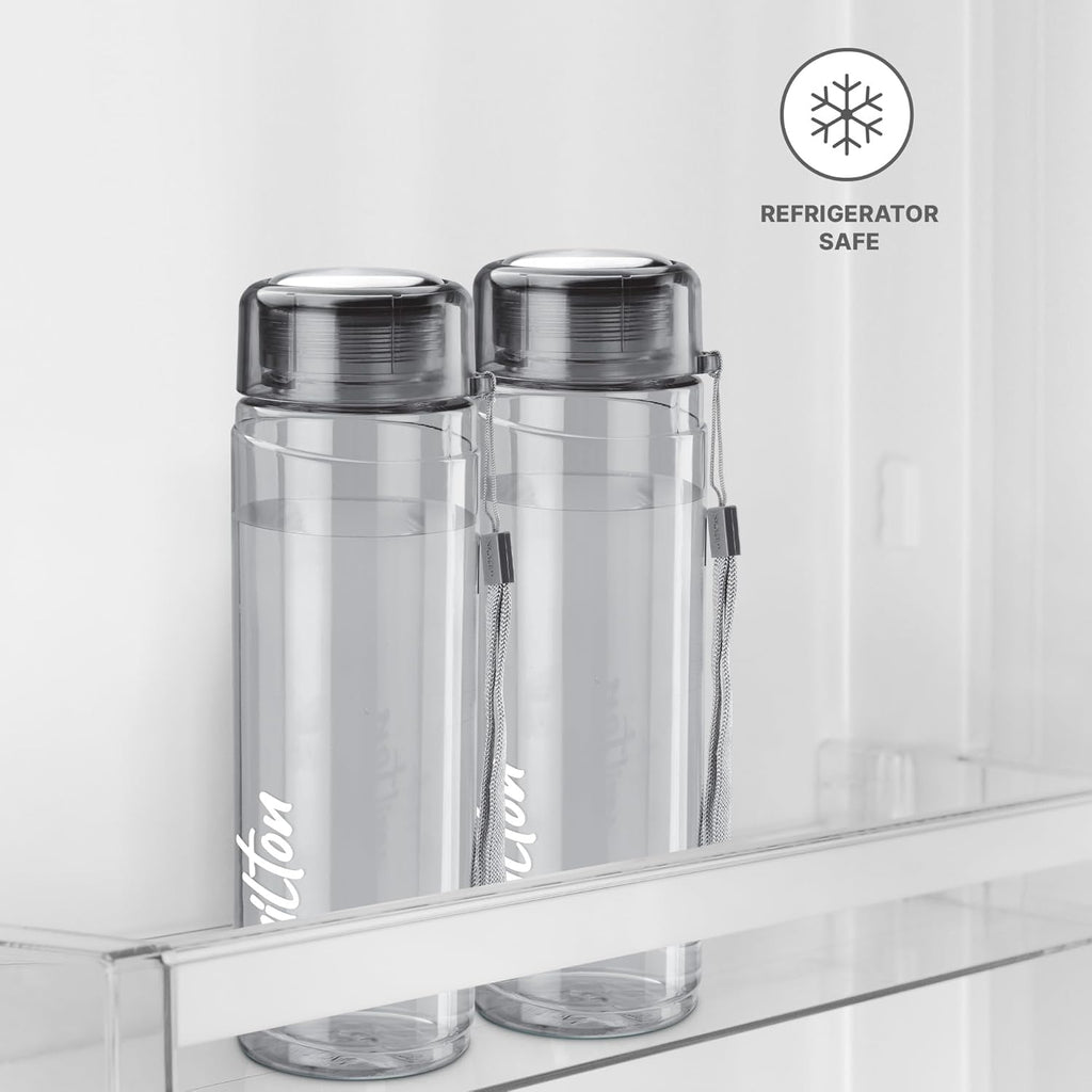 MILTON Hector 1000 Water Bottle, 1 Litre, Reusable Plastic Fridge Bottle, BPA Free and Leak Proof Bottles for Travel, Work, Pack of 1, Grey