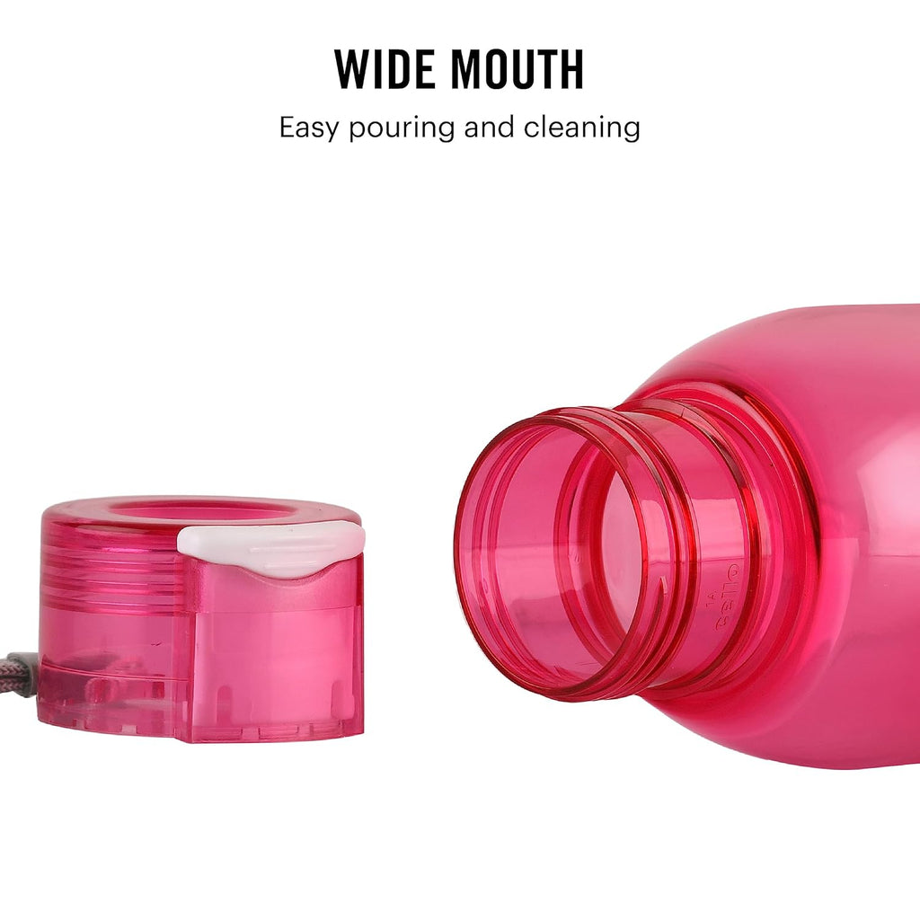 CELLO My Tag PET Water Bottle | 100% food grade | Leak proof and Break proof | Set of 3-1000ml | Pink