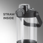 MILTON Summit 1200 2-in-1 Sip or Gulp Lid Tumbler 1200 ml | Plastic Water Bottle with Sturdy Handle & Straw | Leak-Proof, BPA-Free | Perfect for Office, Gym, Travel Tumbler for Men and Women, Black