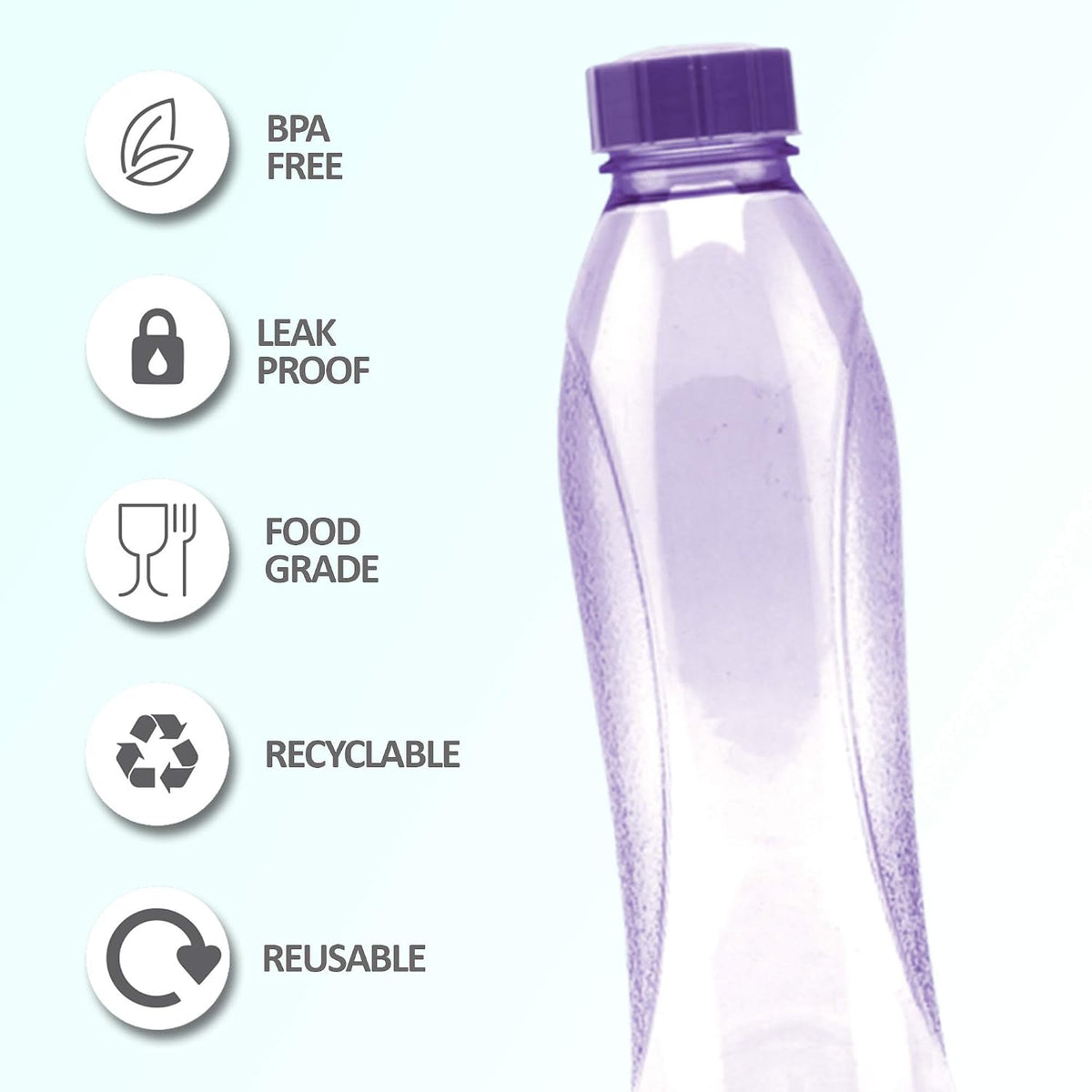 MILTON 1000 Pet Bottle (1 L, Purple) -Set of 6