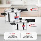 Prestige 5L+3L Triply Svachh Outer Lid Pressure Cooker Combi with 2 Lids|Gas & Induction Compatible|Deep lid for spillage control|Triply body for even heat distribution|5 Years Warranty|ISI Certified