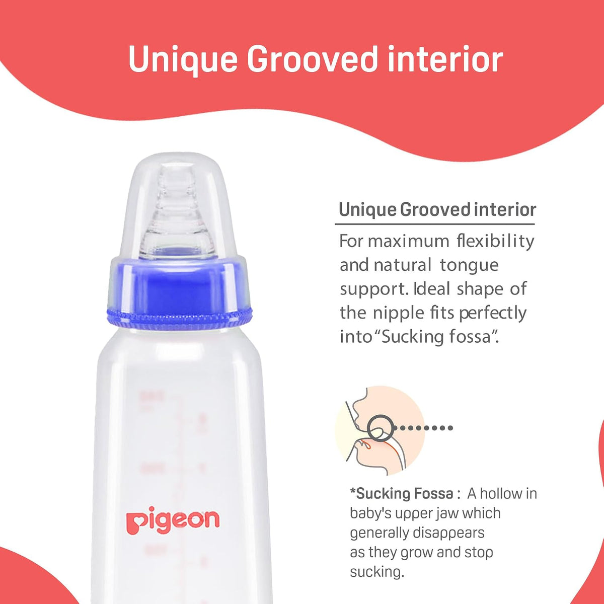 Pigeon Flexible Baby Feeding Bottle | Japan's No.1 Brand | Ideal for 12+ Month Babies | BPA Free| BPS Free | Uniquely Designed Nipple Releases Milk only When Baby Drinks | Blue Colour | 240 ml