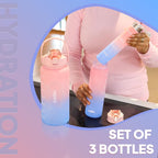 CELLO All Day Set of 3 Pieces Water Bottles Daily Use, Pink (310ml, 790ml, 2085ml) | BPA Free Leakproof Lightweight Easy to Carry Different Sizes Water Bottle For School, Workout, Gym & Office