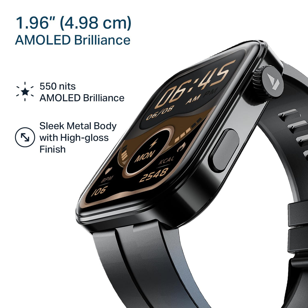 boAt Chrome Endeavour, Premium Metal Body, 1.96”(4.97cm) AMOLED Display,AI Coach Health Insights,Advanced S1 Processor,HRV,VO2 Max,Auto Watchface Refresh, Smart Watch for Men & Women (Active Black)