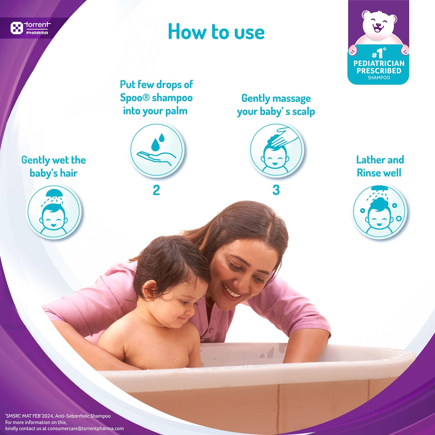 Spoo No-Tear Formula baby shampoo 125ml from Tedibar Family + Tedibar Moisturising Baby Bathing Bar 75g - By Torrent Pharma
