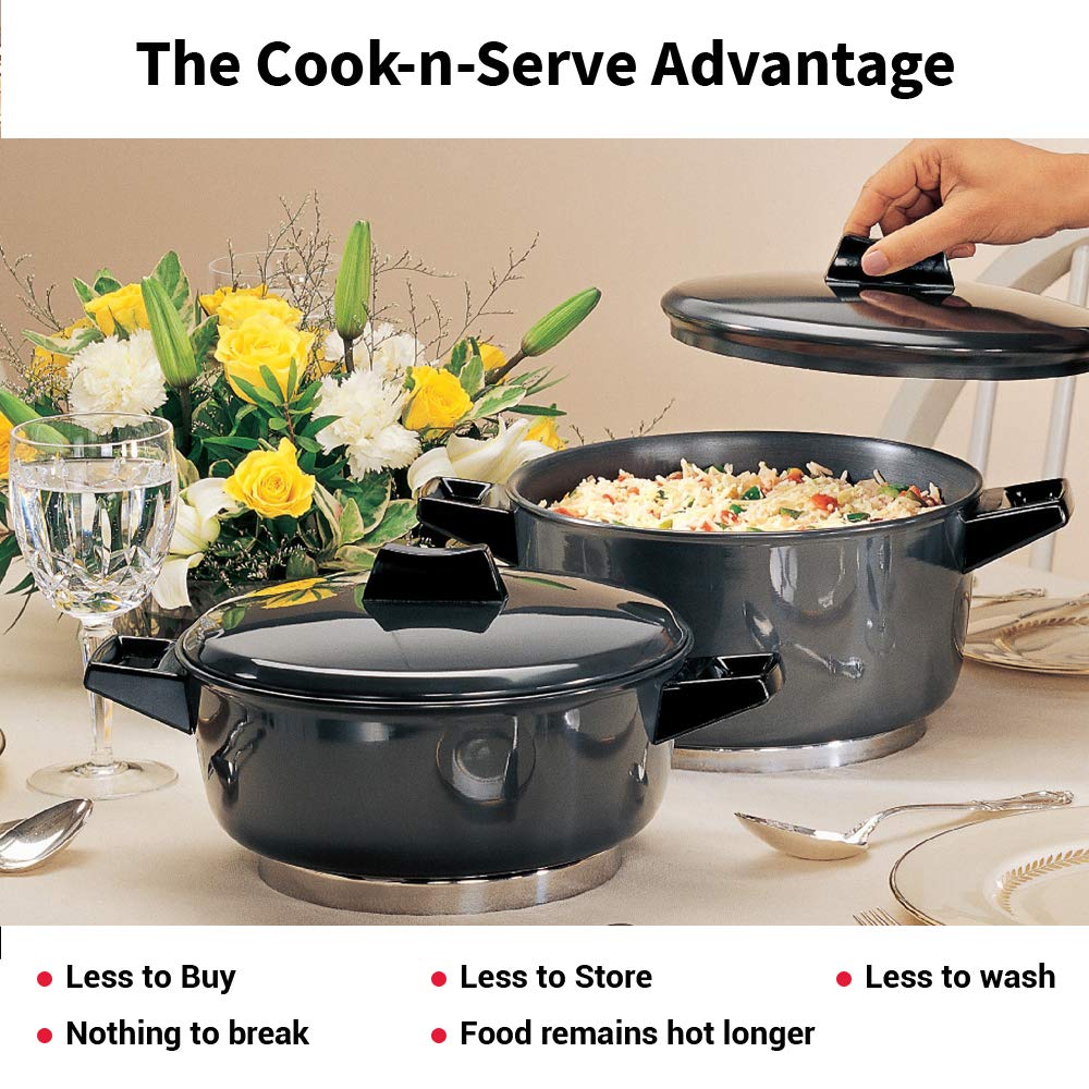 Hawkins Futura 2 Litre Cook n Serve Bowl, Hard Anodised Saucepan with Hard Anodised Lid, Sauce Pan for Cooking and Serving, Black (ACB20), Aluminium