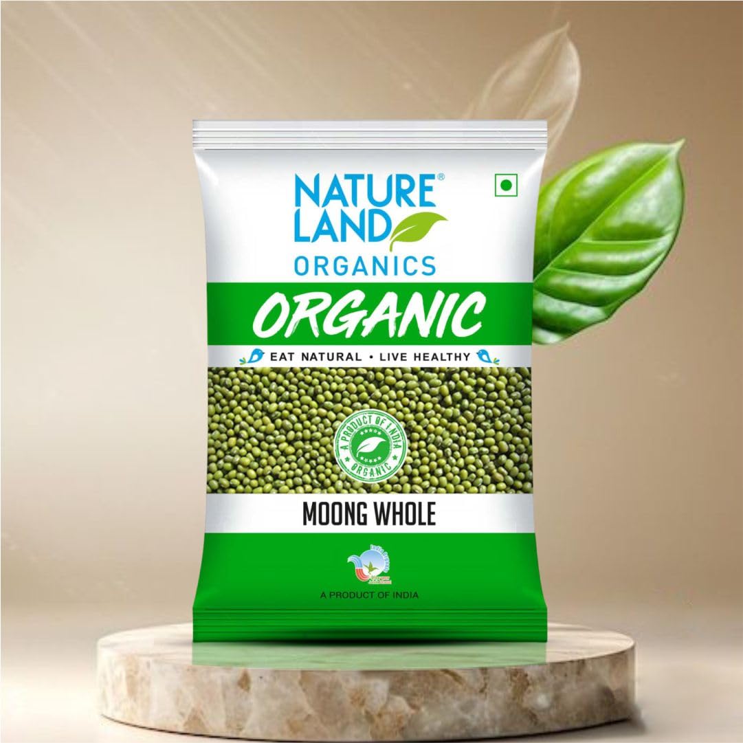 Natureland Organics Moong Sabut/Whole Daal 1 Kg - Organic Healthy Pulses