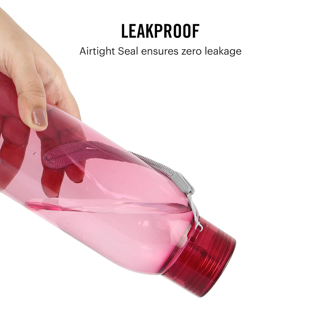 CELLO My Tag PET Water Bottle | 100% food grade | Leak proof and Break proof | Set of 3-1000ml | Pink