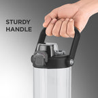 MILTON Summit 1200 2-in-1 Sip or Gulp Lid Tumbler 1200 ml | Plastic Water Bottle with Sturdy Handle & Straw | Leak-Proof, BPA-Free | Perfect for Office, Gym, Travel Tumbler for Men and Women, Black