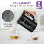 Borosil Cooltouch 1.5L 1350W Digital Electric Kettle | Temprature Display, Double Wall, Keep Warm Function with Wide Mouth | Can make Tea, Noodles, Soup, Boiled Eggs, Vegetable etc. | 2 years Warranty